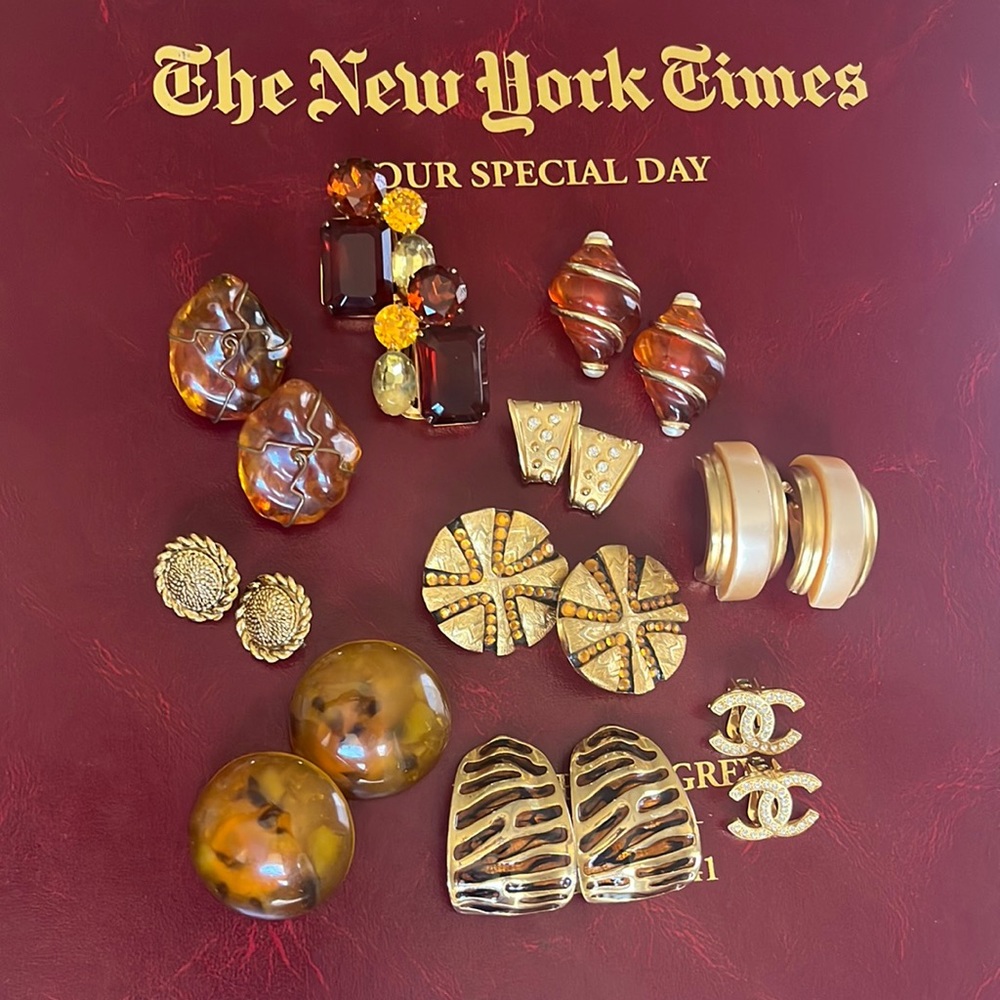 Vintage clip on collection from the 50s and 60s Costume jewelry